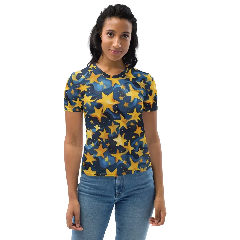 Golden Starfall on Women's Crew Neck T-Shirt — Front