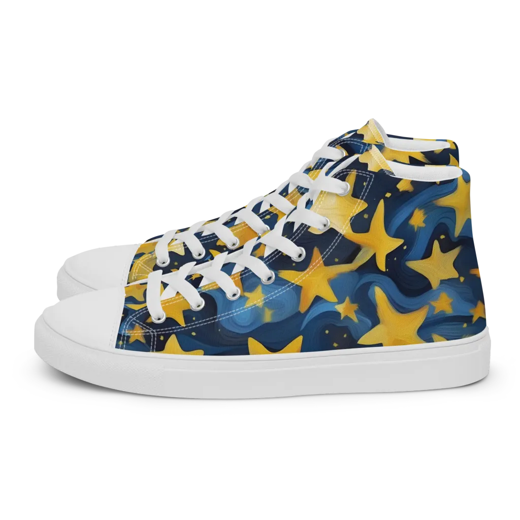 Golden Starfall on Women's High Top Canvas Shoes — Left