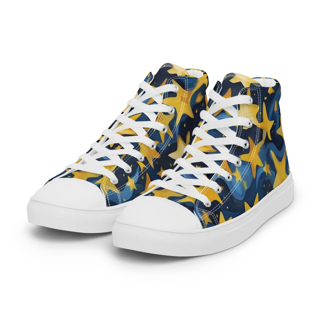 Golden Starfall on Women's High Top Canvas Shoes — Left Front