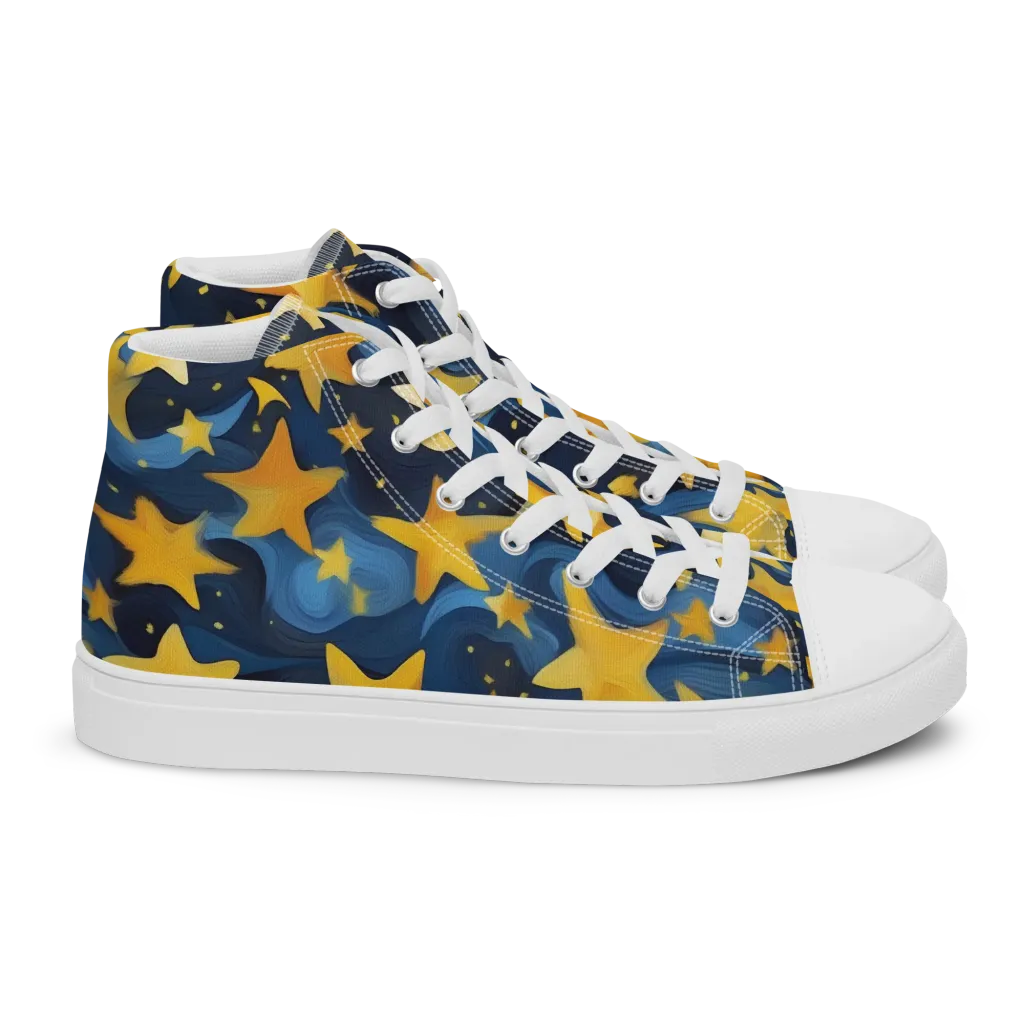 Golden Starfall on Women's High Top Canvas Shoes — Right