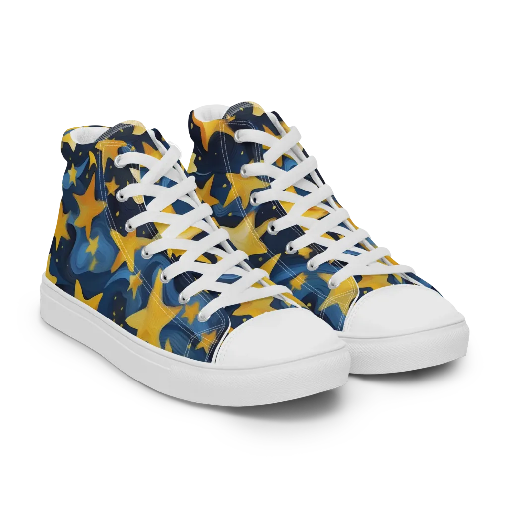 Golden Starfall on Women's High Top Canvas Shoes — Right Front