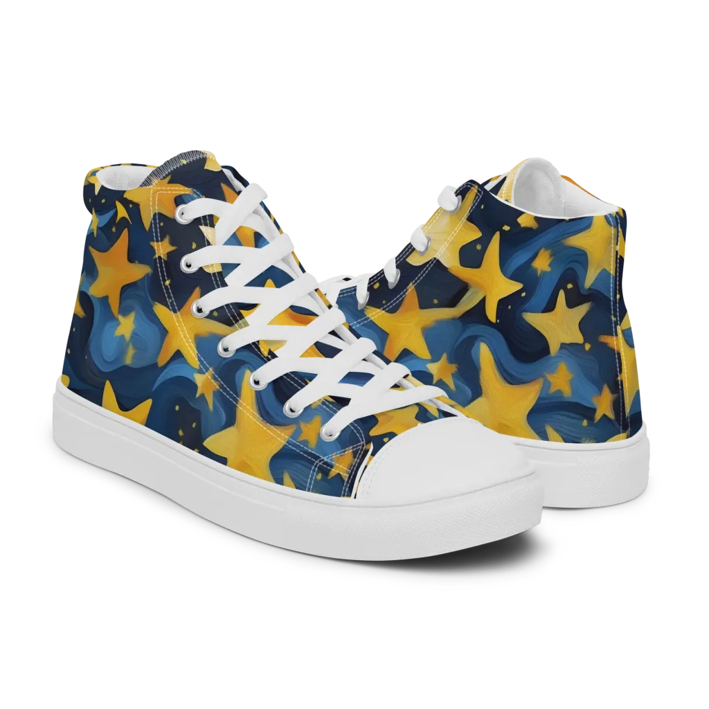Golden Starfall on Women's High Top Canvas Shoes — Right
