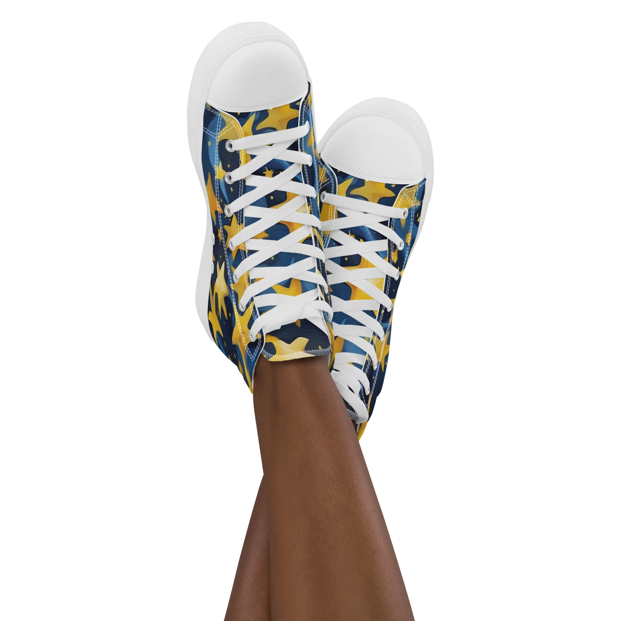 Golden Starfall on Women's High Top Canvas Shoes — Front