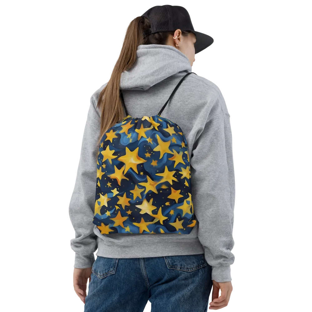 Golden Starfall on Drawstring Bag — Front
