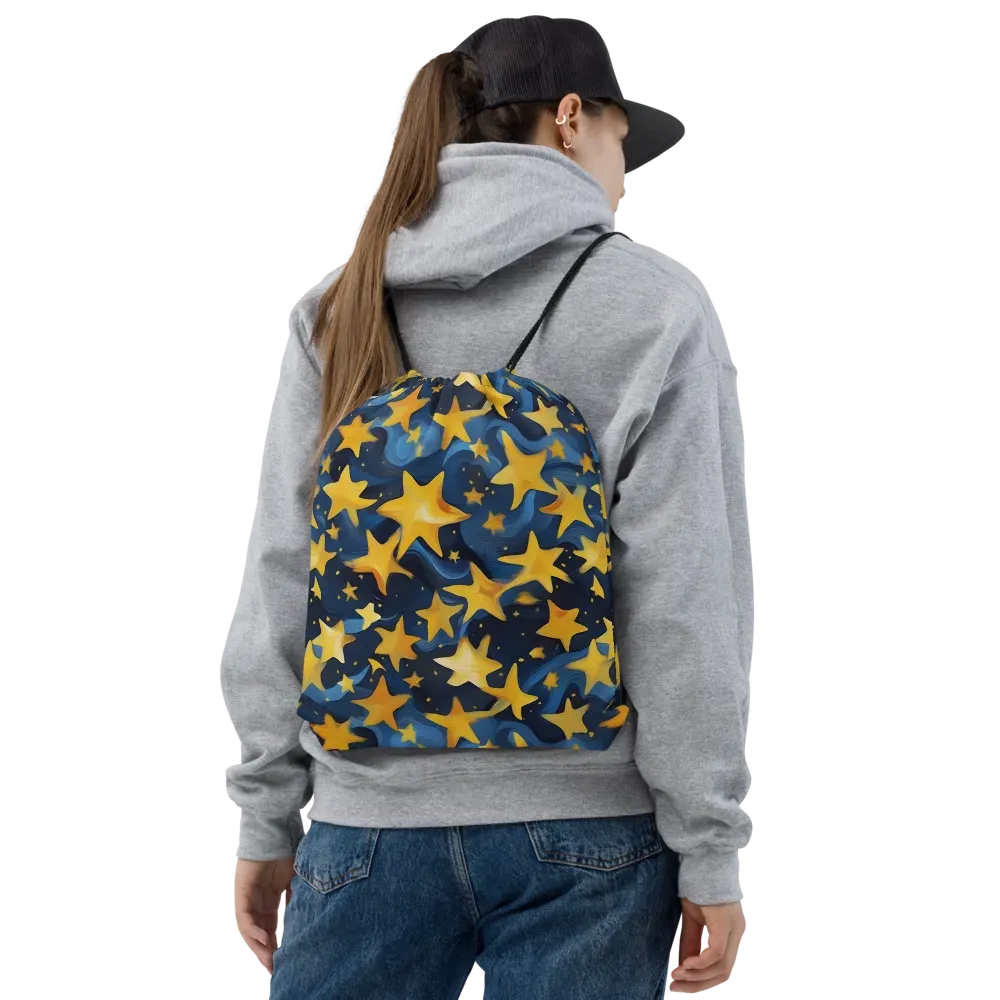 Golden Starfall on Drawstring Bag — Front