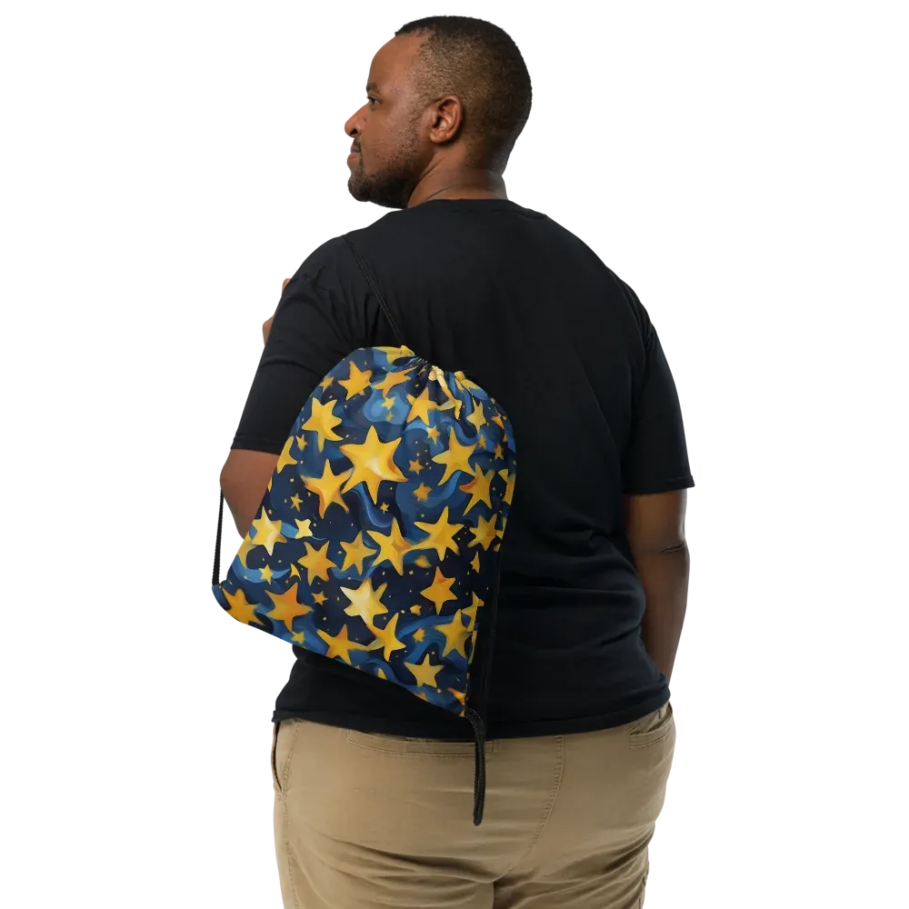 Golden Starfall on Drawstring Bag — Front