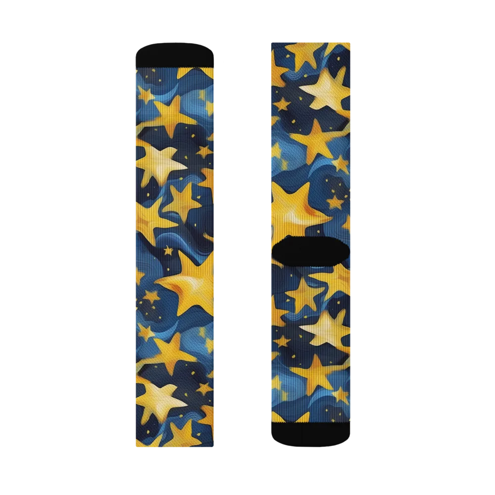 Golden Starfall on Socks — Left Sock