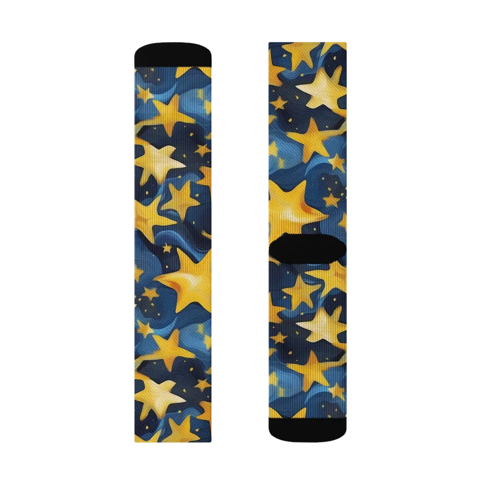Golden Starfall on Socks — Right Sock