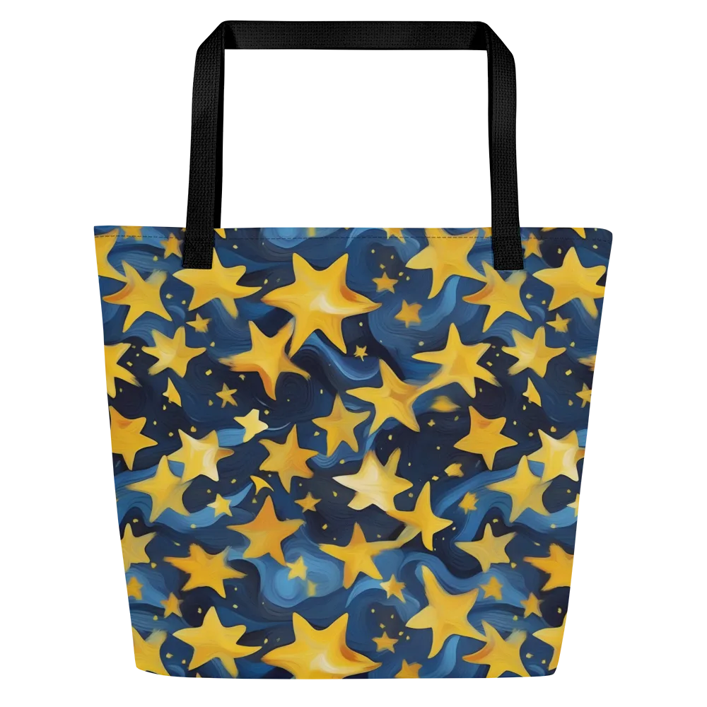 Golden Starfall on Large Tote Bag W/ Pocket — Front