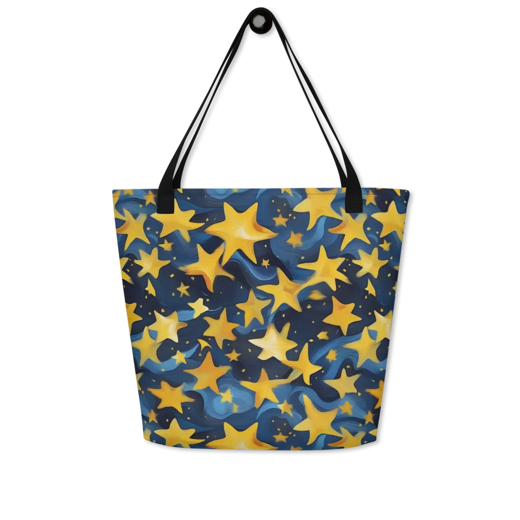 Golden Starfall on Large Tote Bag W/ Pocket — Front