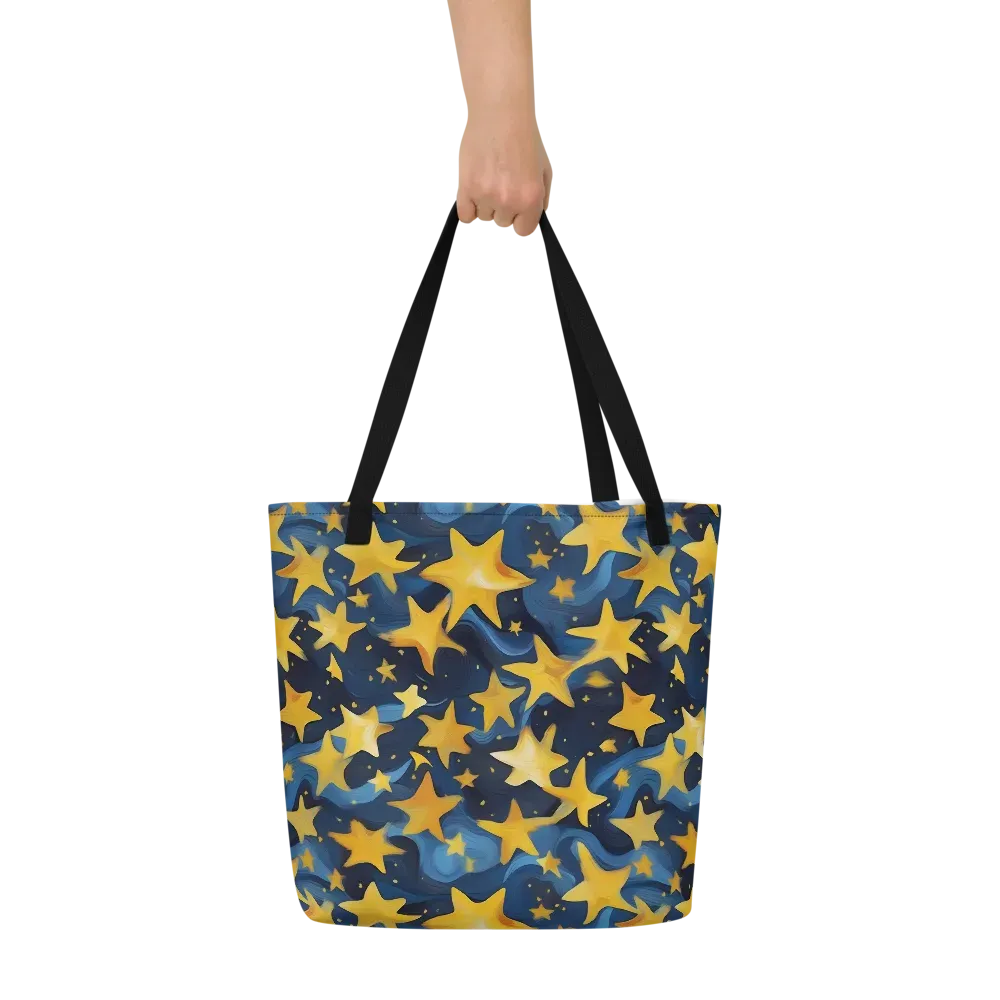 Golden Starfall on Large Tote Bag W/ Pocket — Front