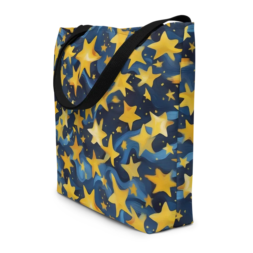 Golden Starfall on Large Tote Bag W/ Pocket — Front