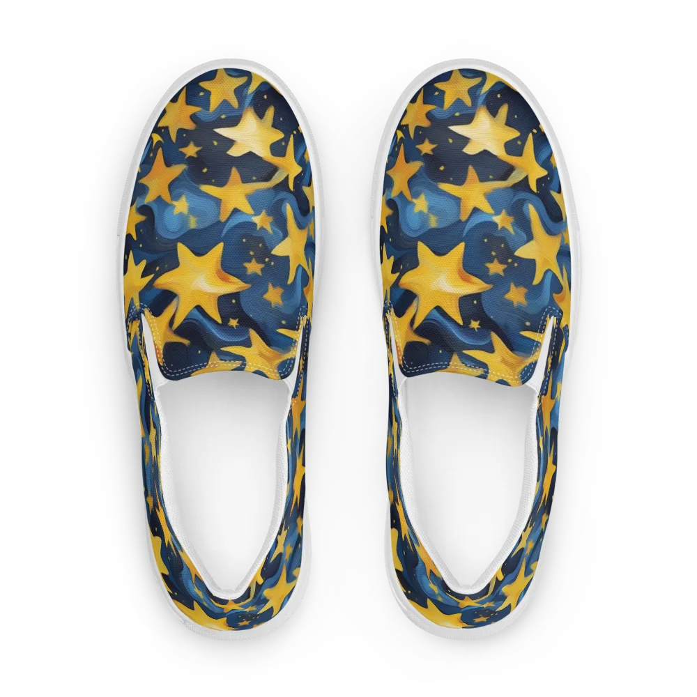 Golden Starfall on Women's Slip-On Canvas Shoes — Front