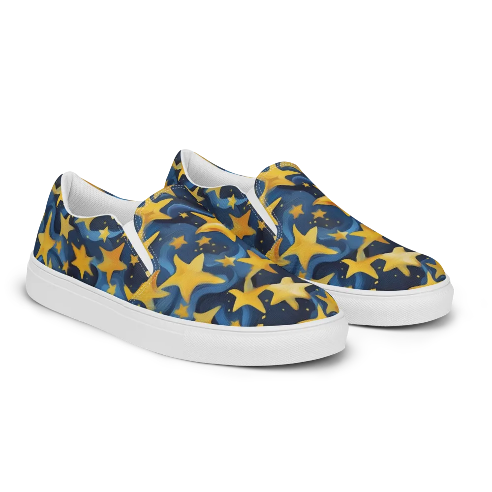 Golden Starfall on Women's Slip-On Canvas Shoes — Right Front