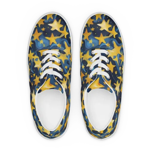 Golden Starfall on a Men's Lace-Up Canvas Shoes