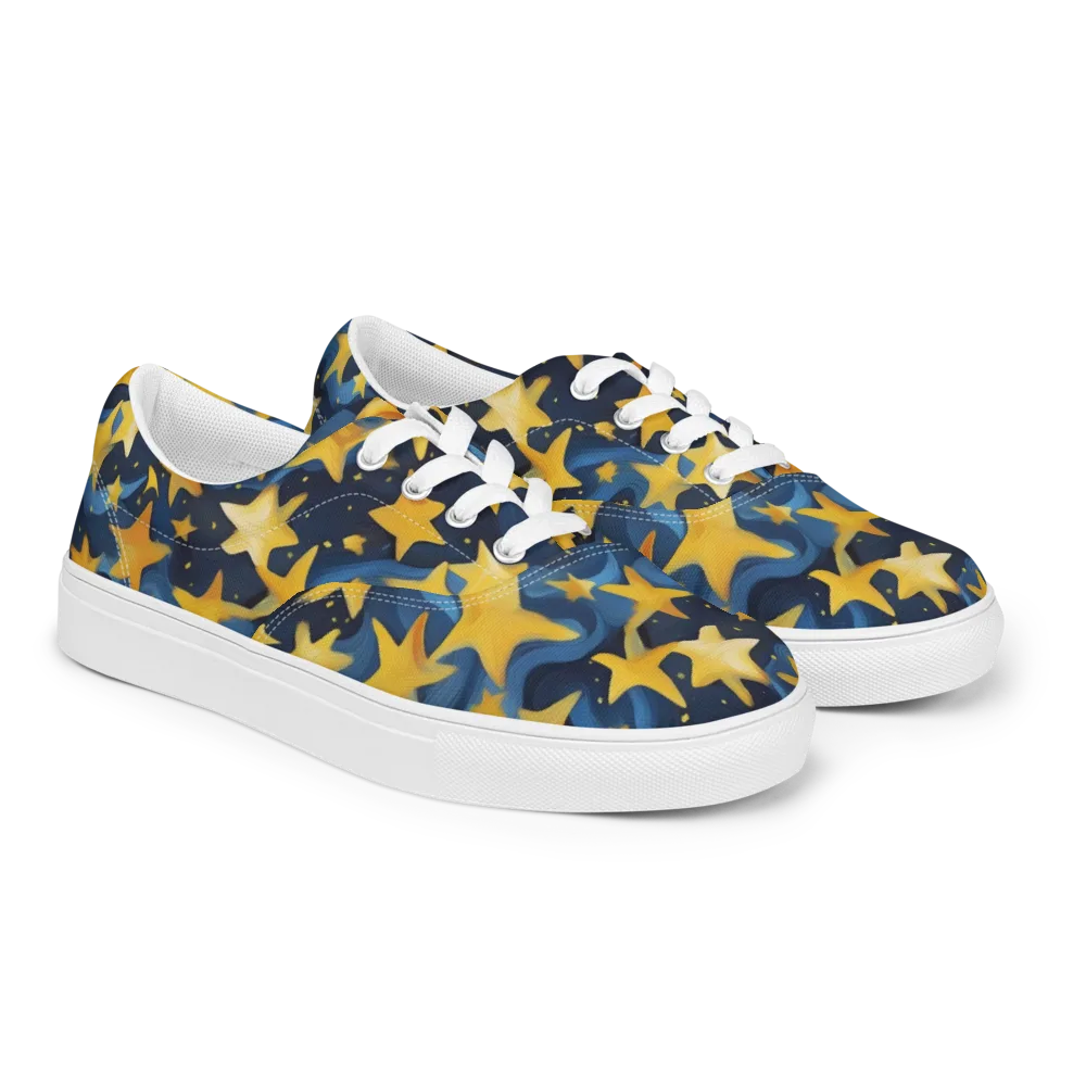 Golden Starfall on Men's Lace-Up Canvas Shoes — Right Front