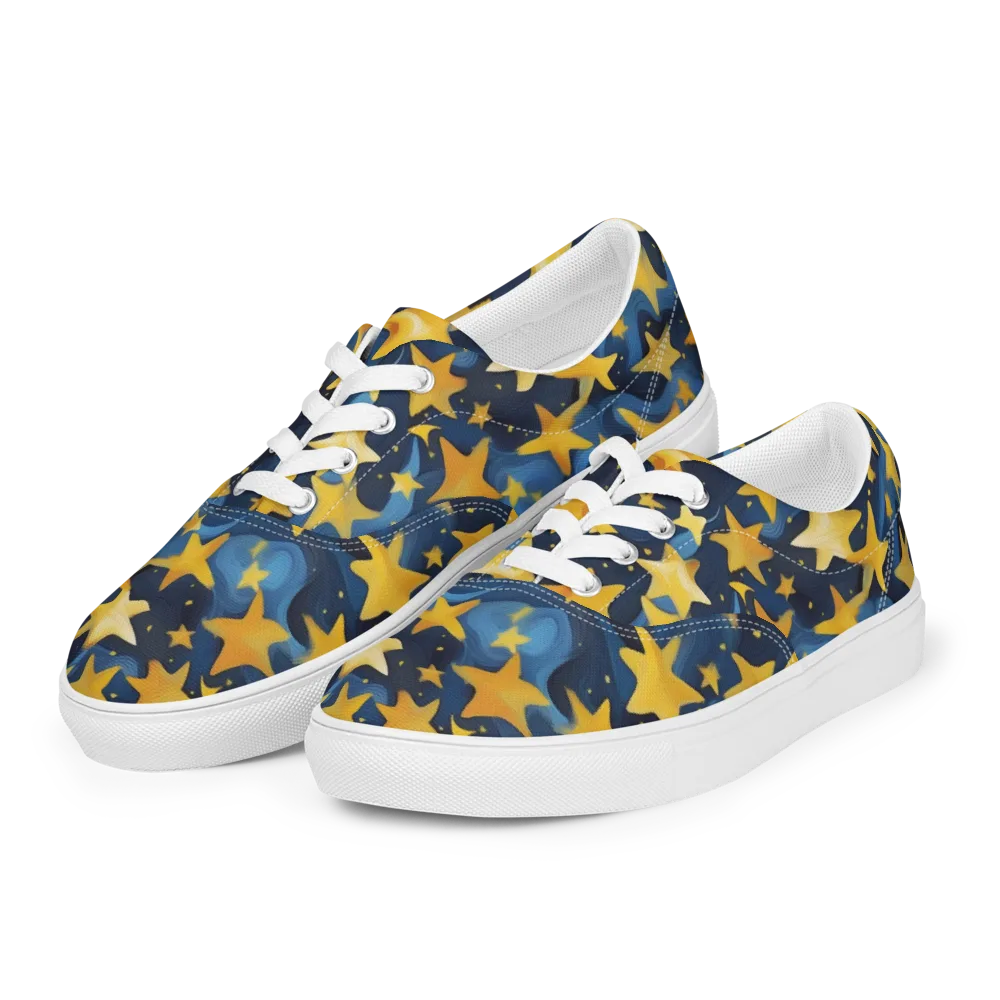 Golden Starfall on Men's Lace-Up Canvas Shoes — Left Front