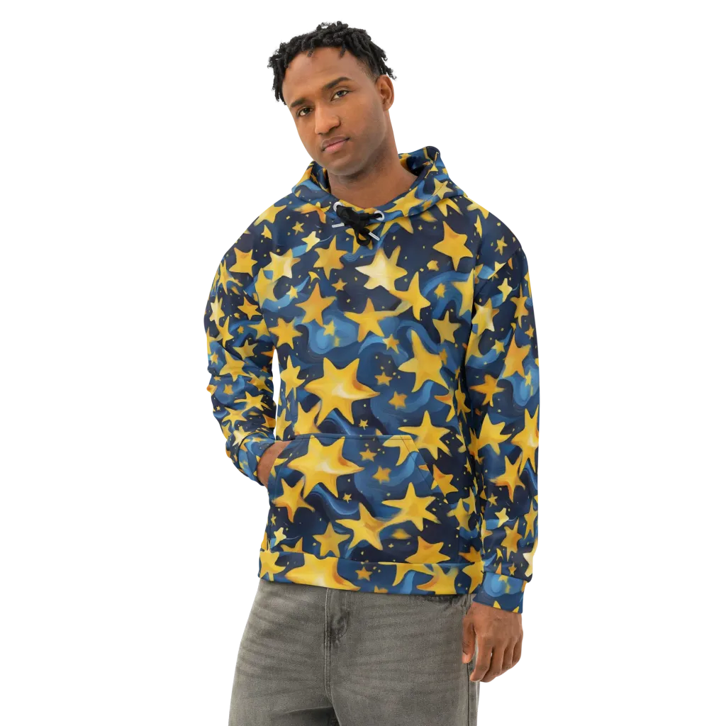 Golden Starfall on Cotton Hoodie — Left Front