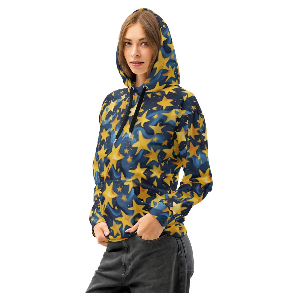 Golden Starfall on Cotton Hoodie — Left Front