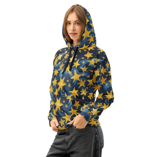 Golden Starfall on a Cotton Hoodie