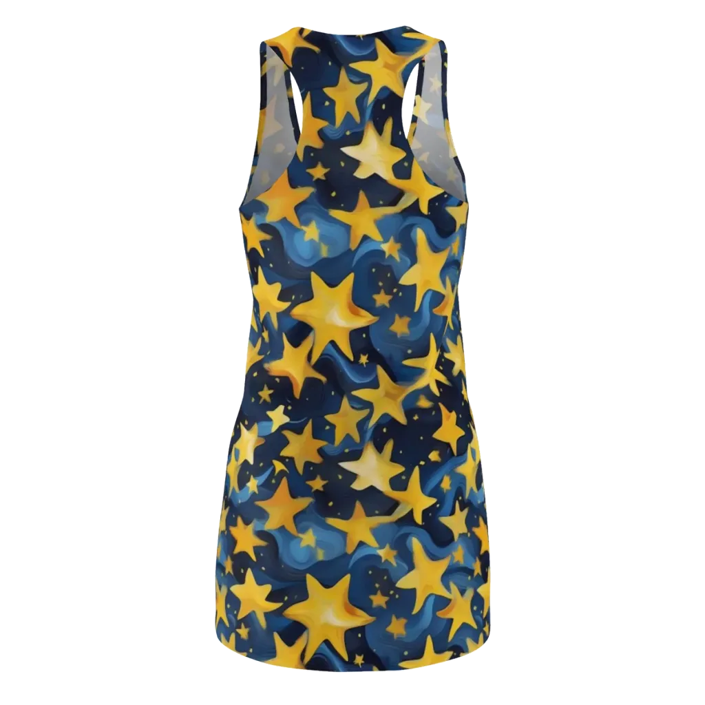 Golden Starfall on Racerback Dress — Back