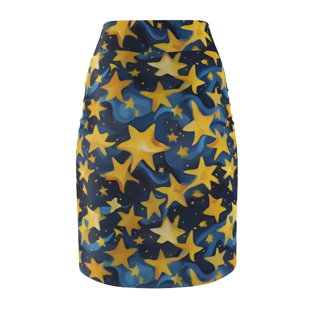 Golden Starfall on Pencil Skirt — Back
