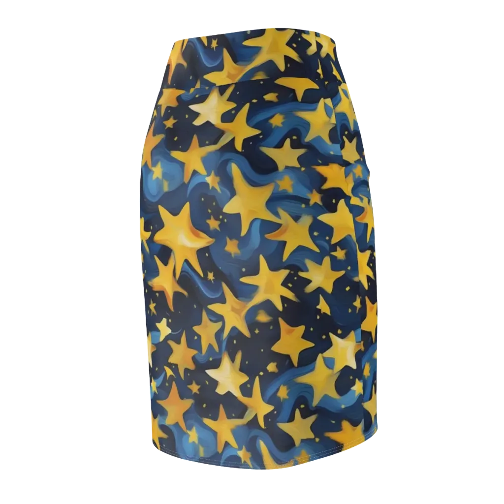 Golden Starfall on Pencil Skirt — Back Side