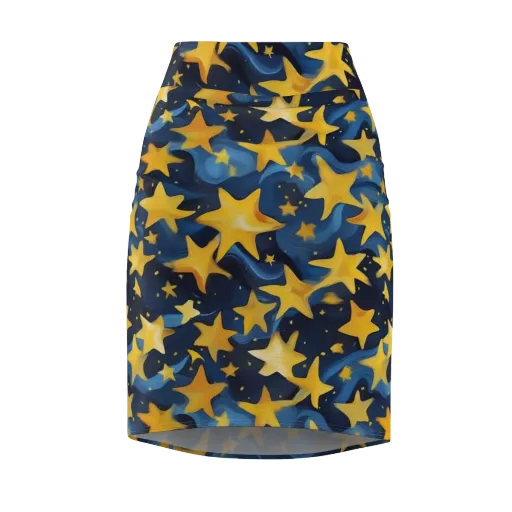 Golden Starfall on a Pencil Skirt