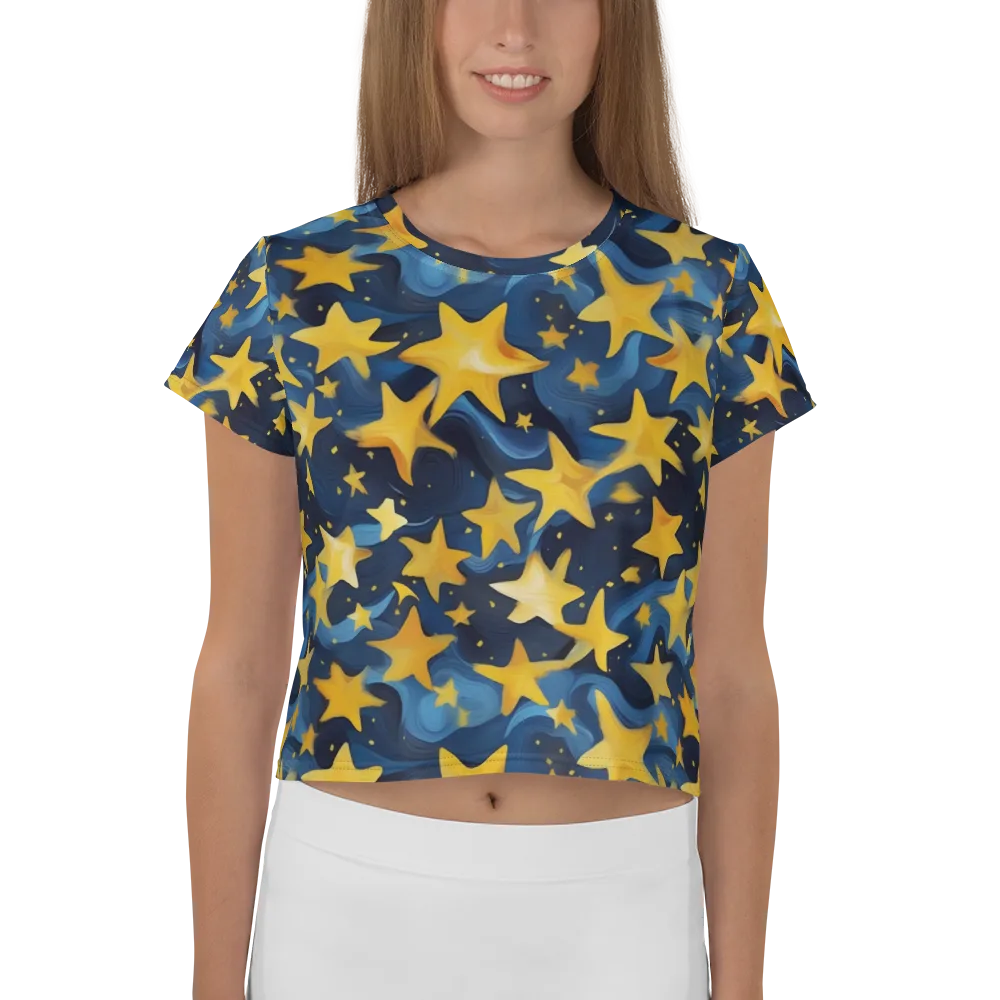 Golden Starfall on Crop Tee — Front