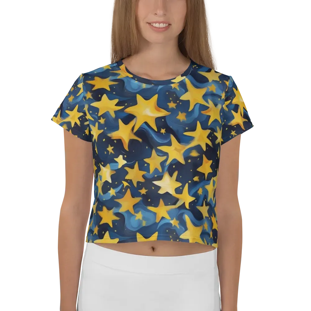 Golden Starfall on Crop Tee — Front
