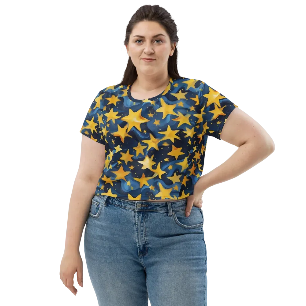 Golden Starfall on Crop Tee — Front