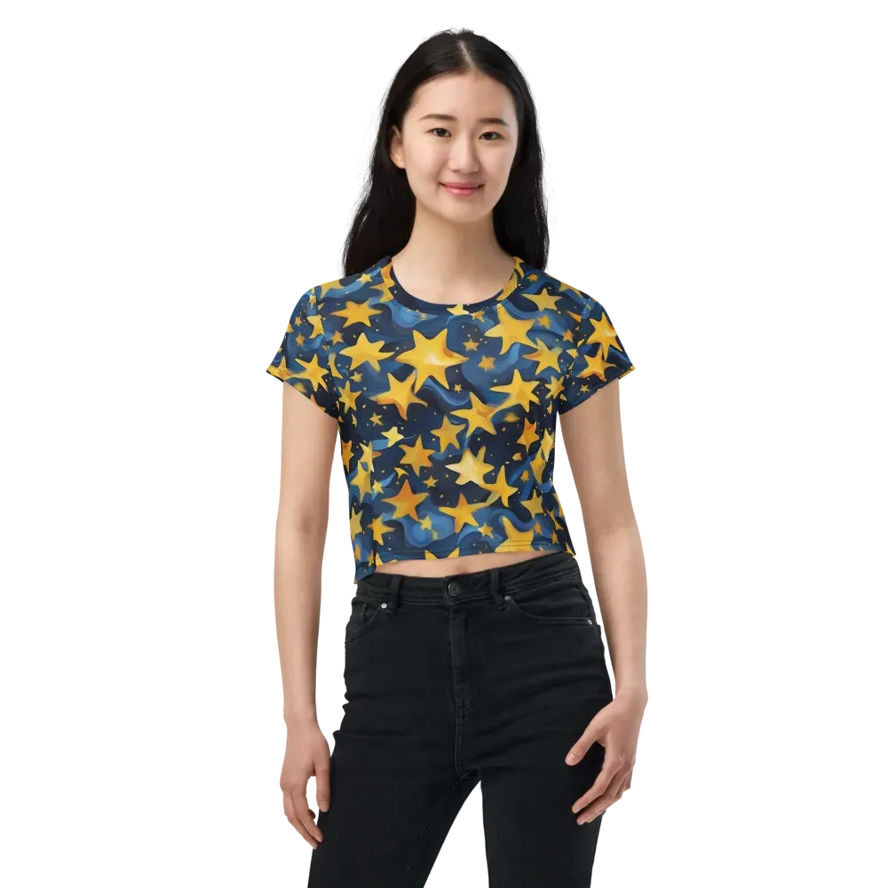 Golden Starfall on Crop Tee — Front