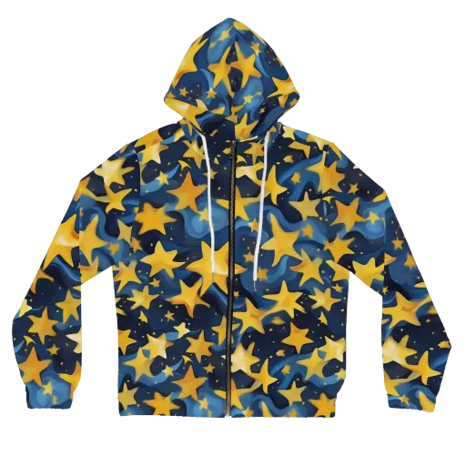 Golden Starfall on a Women's Full-Zip Hoodie