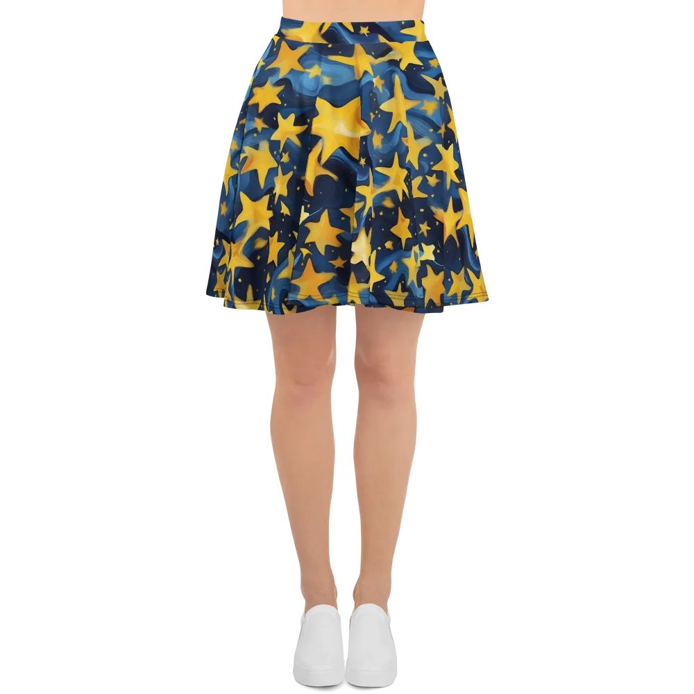 Golden Starfall on Skater Skirt — Front