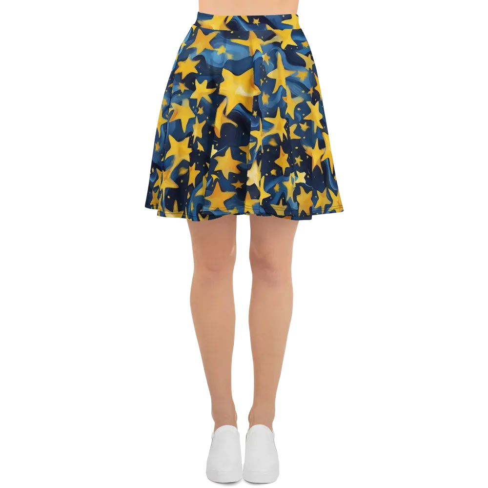 Golden Starfall on Skater Skirt — Front