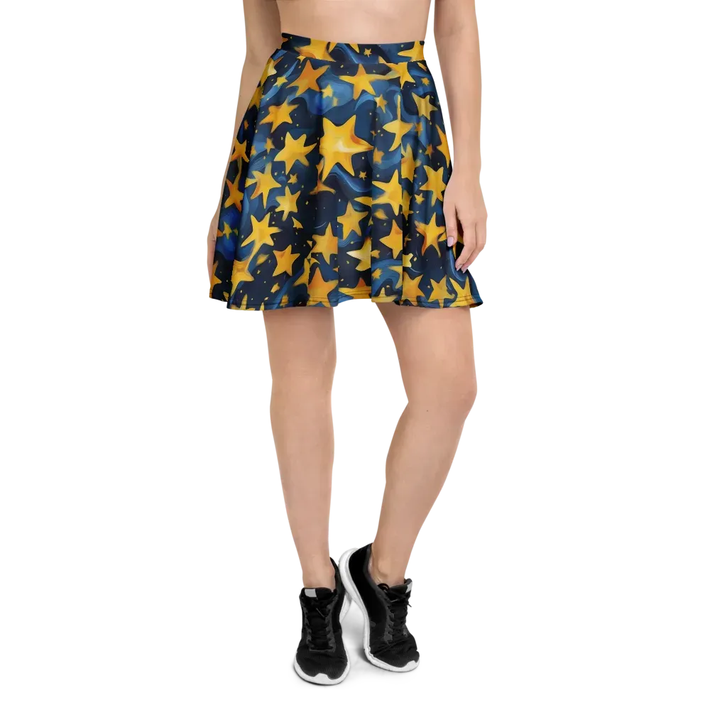 Golden Starfall on Skater Skirt — Front
