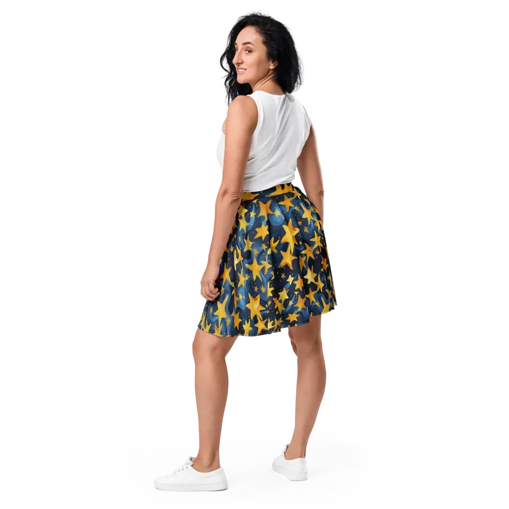 Golden Starfall on Skater Skirt — Back