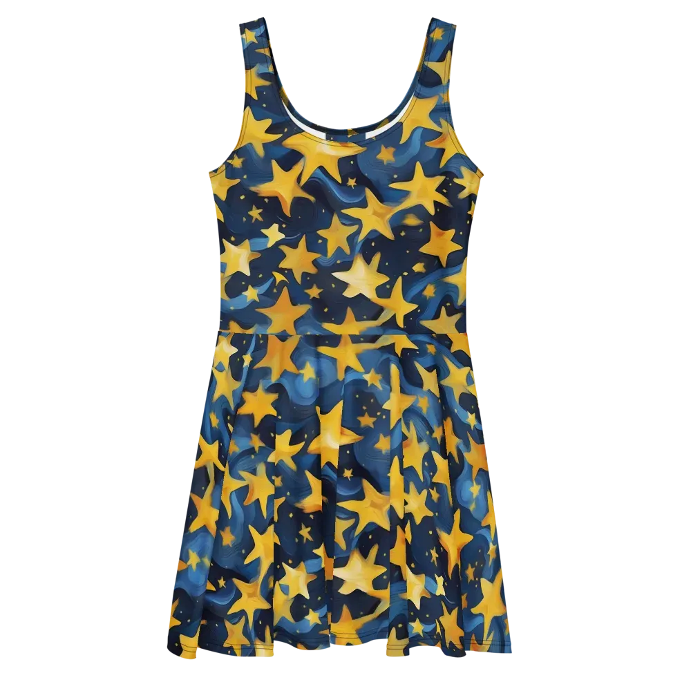 Golden Starfall on Skater Dress — Front