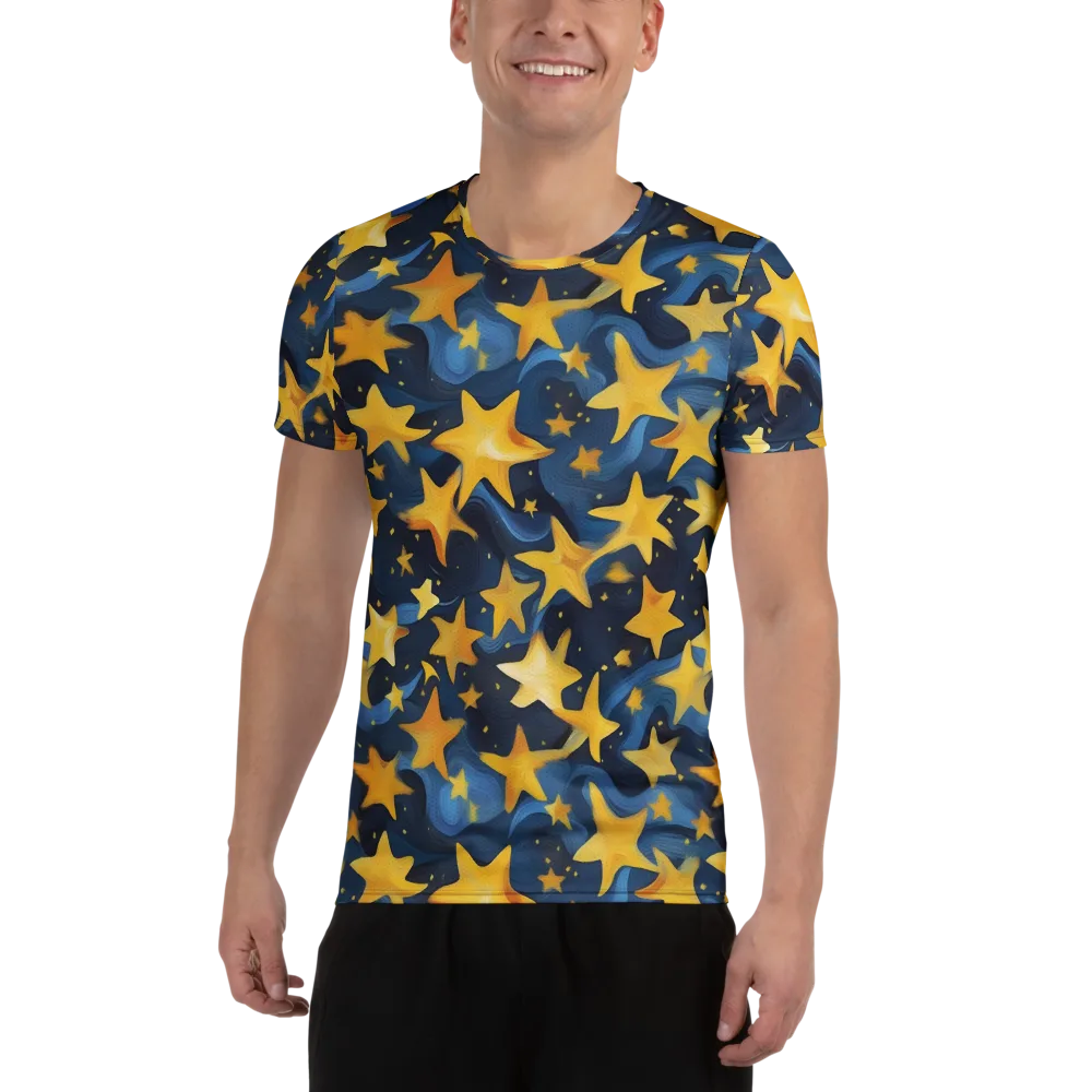 Golden Starfall on Men's Athletic T-Shirt — Front