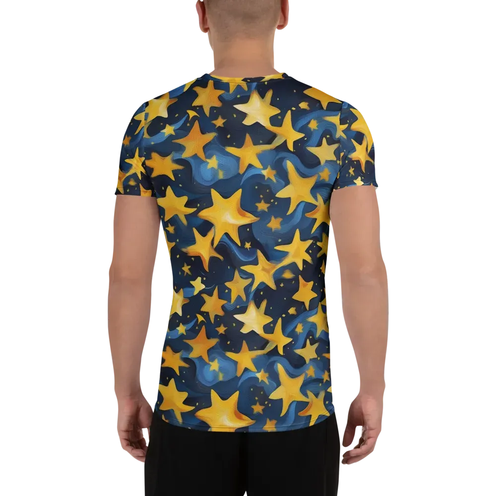 Golden Starfall on Men's Athletic T-Shirt — Back