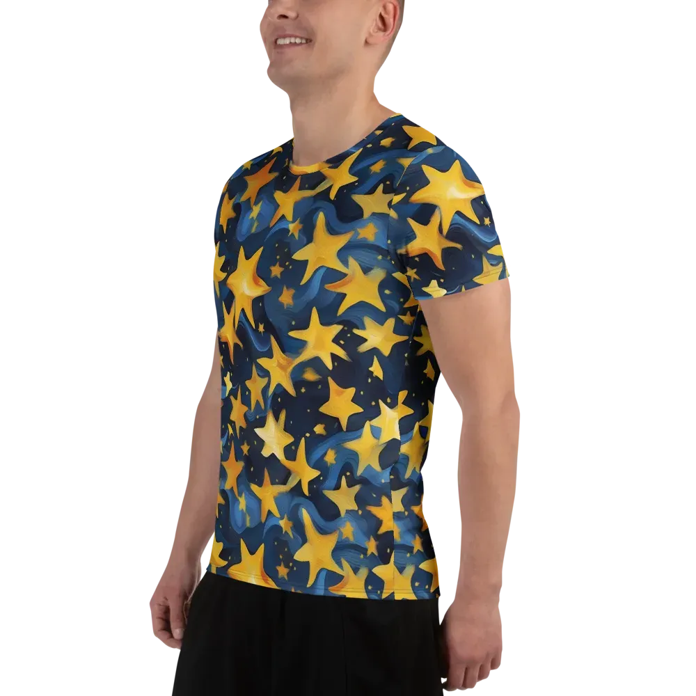 Golden Starfall on Men's Athletic T-Shirt — Left