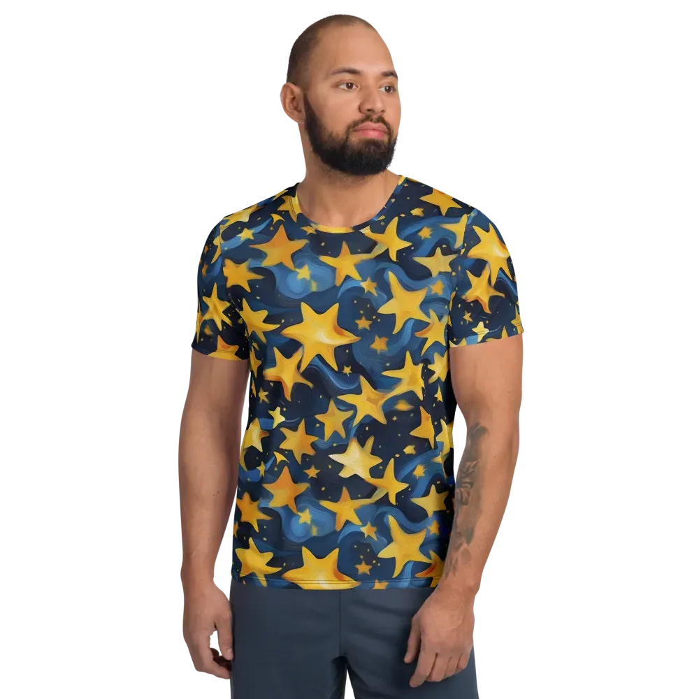Golden Starfall on Men's Athletic T-Shirt — Front