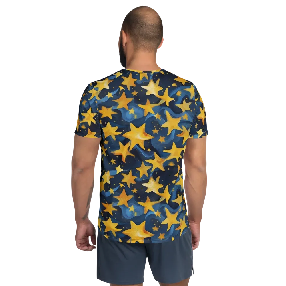 Golden Starfall on Men's Athletic T-Shirt — Back