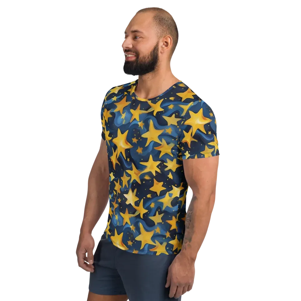 Golden Starfall on Men's Athletic T-Shirt — Left