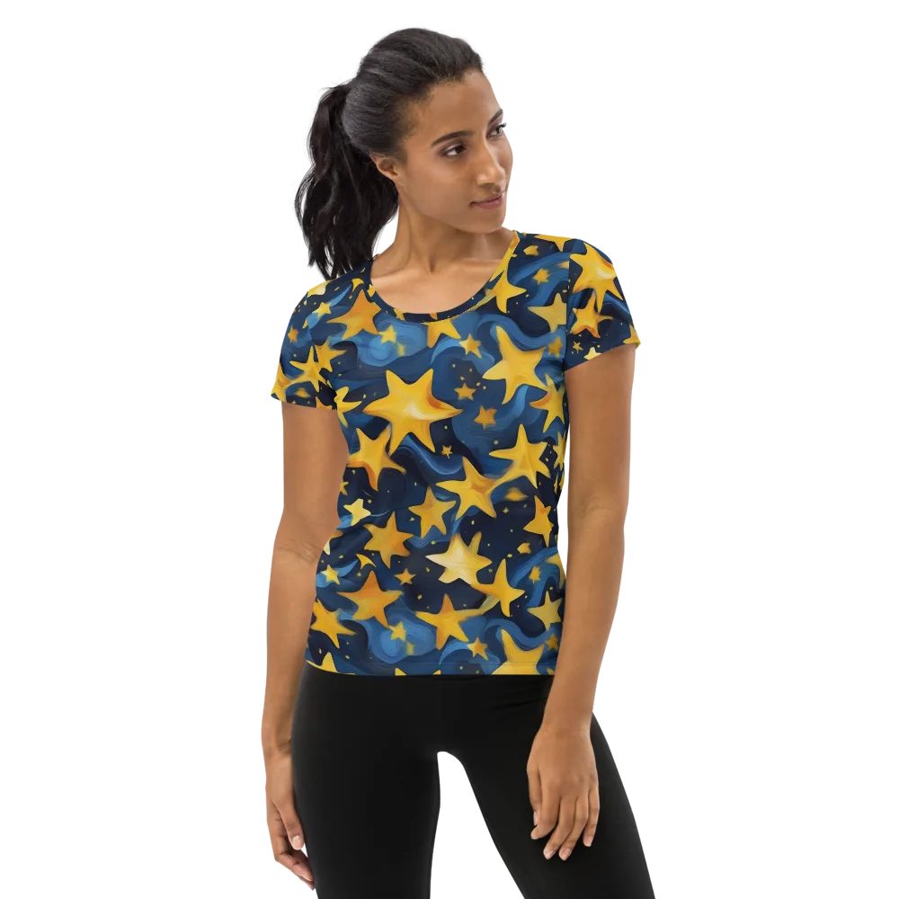 Golden Starfall on Women's Athletic T-Shirt — Front