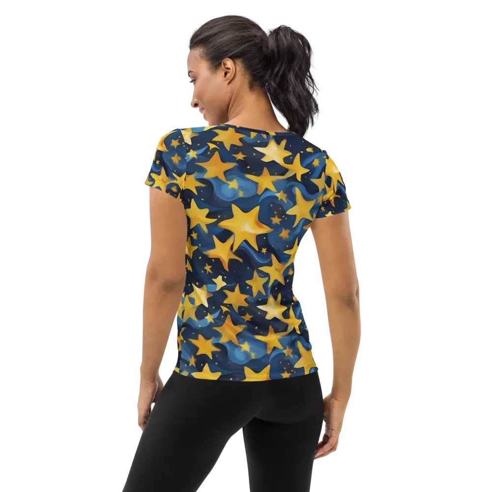 Golden Starfall on Women's Athletic T-Shirt — Back