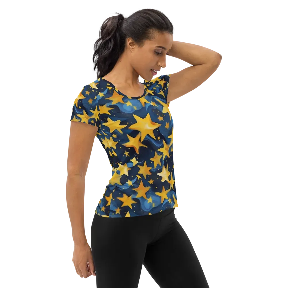 Golden Starfall on Women's Athletic T-Shirt — Right