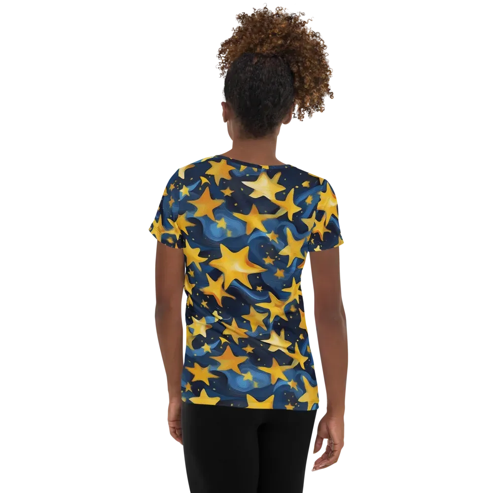 Golden Starfall on Women's Athletic T-Shirt — Back