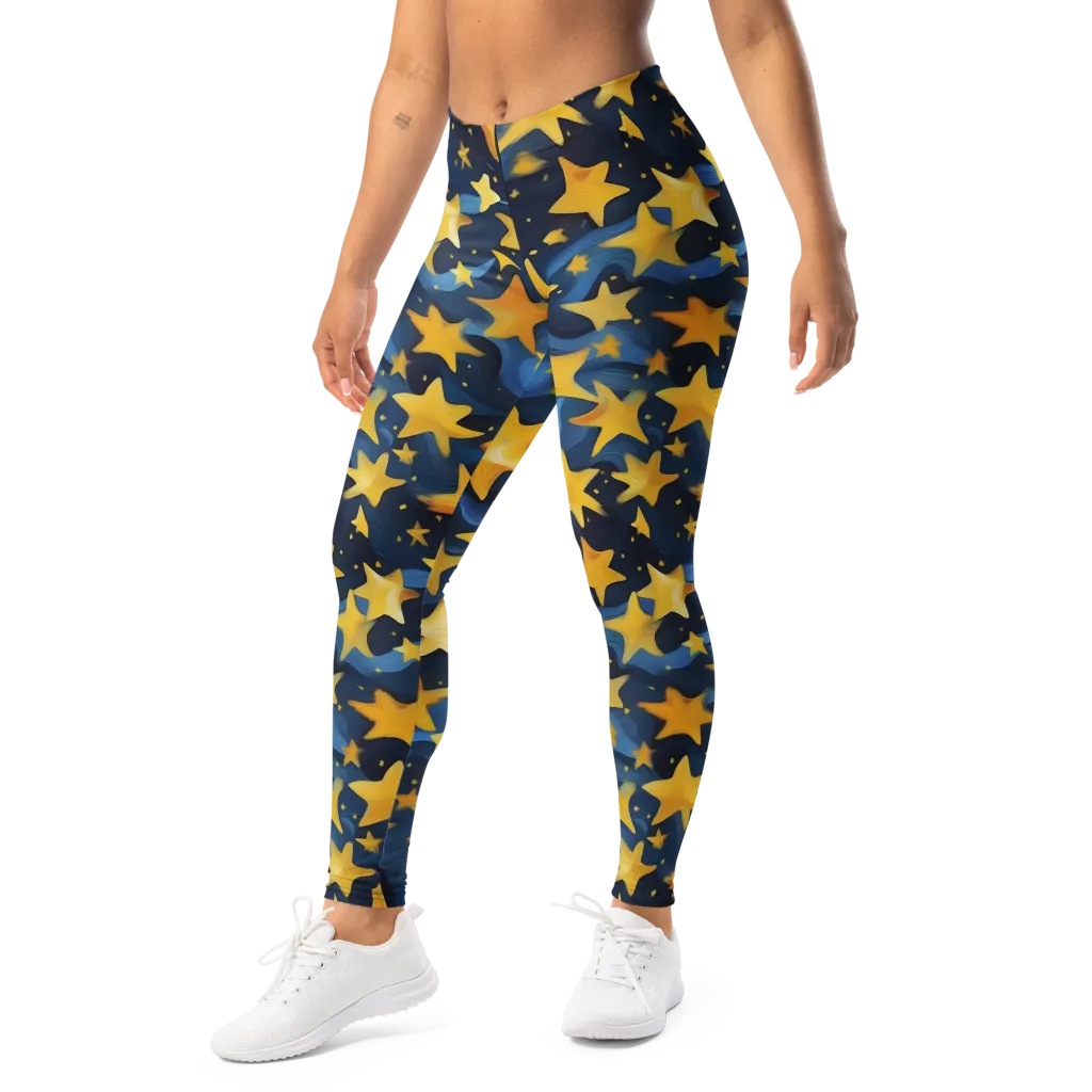 Golden Starfall on Leggings — Left Front