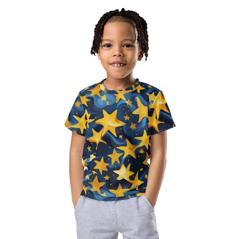 Golden Starfall on Kids Crew Neck T-Shirt — Front